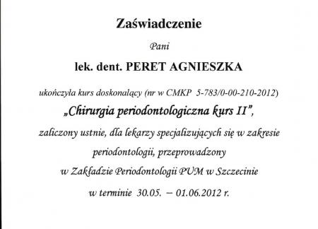 Agnieszka Peret Certyfikaty