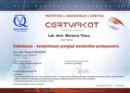 Marzena Tkacz Certyfikaty