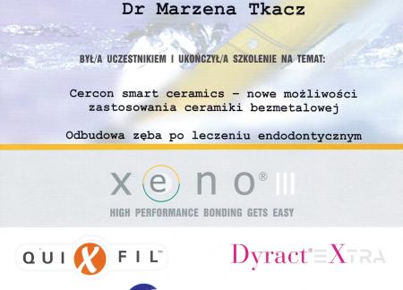 Marzena Tkacz Certyfikaty