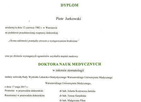 Piotr Jurkowski Certyfikaty